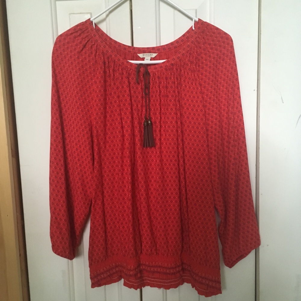 Red long sleeve blouse